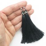Kolczyki sztyfty czarne chwosty beading, długie - Kolczyki sztyfty czarne chwosty beading, długie 2