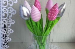 Tulipany z bawełny bukiet różowy urodzinowy