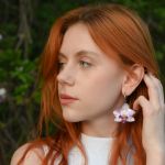 Kolczyki z prawdziwą orchideą w żywicy kwiaty biżuteria - 