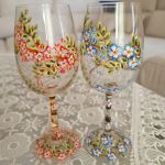 Moda Para! Dwa kieliszki do wina 280 ml. ręcznie malowane - ręcznie malowane