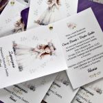 Delikatne zaproszenie komunijne Dziewczynka 1 - delikatne zaproszenia komunijne dla dziewczynki ze złotym nitem zaproszenia na pierwszą komunię świętą komunia dziewczynka