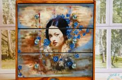 Artystyczna komoda ręcznie malowana, gejsza, unikat