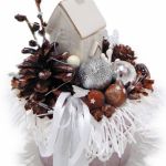 Stroik dekoracja Boże Narodzenie Zimowy Domek  - Ozdoba świątecznego stołu