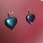 Tęczowy hematyt i srebro, kolczyki serduszka - 