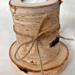 Zestaw prezentowy drewniany świecznik + podstawka