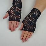 Rękawiczki, mitenki handmade czarne - mitenki