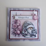 Kartka świąteczna Boże Naordzenie różowa skrzat - Kartka świąteczna Boże Naordzenie różowa skrzat