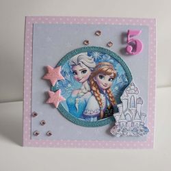 Kartka urodzinowa ręcznie robiona Kraina lodu Elsa i Anna