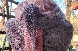 Duża chusta na drutach cieniowane róże i szarośći