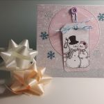 Kartka świąteczna Boże Narodzenie bałwanek - Kartka Świąteczna bałwanek scrapbooking pudrowy kącik