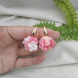 Kolczyki różowe kwiaty floral małe pastelowe