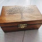 Drewniana szkatułka wzór 1 - pirografia drewniana skrzynka