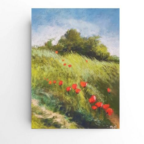 Łąka-praca pastelami 