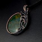 Heliotrop,  wisior z kamieniem krwistym miedź - Copper wire pendant with Bloodstone gift for her gift for mom present, without chain, artisan jewellery, Heliotrope, Birthstone for March