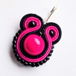 Black&Fuchsia kolczyki sutasz - 