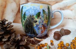 Ręcznie malowany kubek Niedźwiedź złota rybka spełnione marzenia 480ml