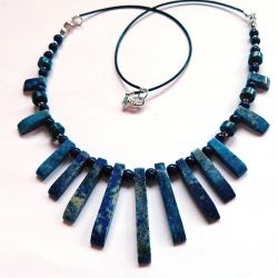 Lapis lazuli, elegancka kolia, naszyjnik w srebrze