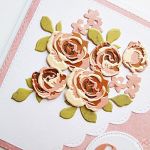 Kartka NA URODZINY łososiowo-brązowe róże - Kartka urodzinowa z różyczkami