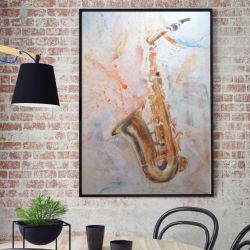 Saksofon, oryginalny obraz malowany na płótnie