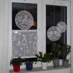 Ptaszki w oknie - zestaw dekoracyjny na okno, rękodzieło na szydełku - 