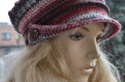 Kaszkiet melanż w czerwieni i szarości