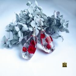 Queen Crimson - kolczyki z żywicy i srebra