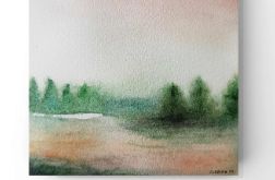 Pejzaż-akwarela formatu 15/15 cm