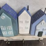 Niebieskie, drewniane domki hand made na klucze - 