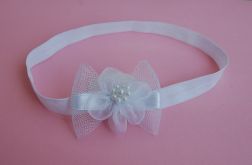 Opaska niemowlęca - "Kokardka w bieli"