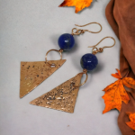 Kolczyki z czystej miedzi i lapis lazuli  - Kolczyki wiszące z lapis lazuli