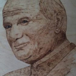 Św. Jan Paweł II- pirografia, handmade