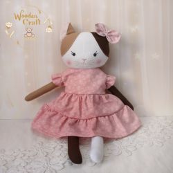 Kotek Bella przytulanka w sukience róż GOTOWA