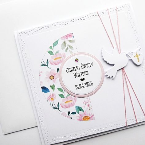 Delikatna kartka z personalizacją na Chrzest