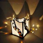 Lampion Spokój ducha , biel , witraż - szklany lampion