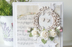 Kartka ślubna z motywem nut v.3