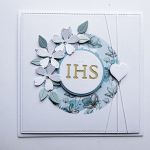 Kartka komunijna ręcznie robiona z kwiatami  - Skromna kartka komunijna handmade