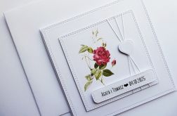Minimalistyczna kartka ślubna z różą handmade