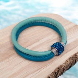 Bransoletka rzemykowa niebieska.