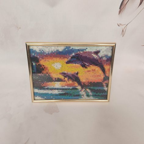 Obrazek diamentowy 15x20cm DELFINY