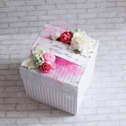 Ślubne pudełko - zielono-różowe