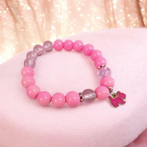 Bransoletka na gumce różowy piesek