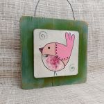 Obrazek na drewnie - Rose Bird - obrazek ptaszek 1