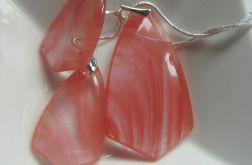 Mszysty kwarc różowy, delikatny zestaw biżuterii w srebrze