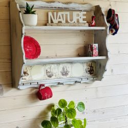 Rustykalna półka kuchenna, na kubki i talerze, Shabby Chic 