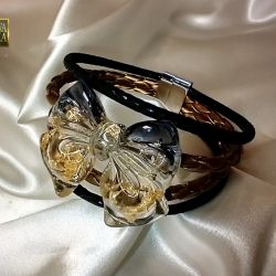 Popiół i Diament - bransoleta z żywicy i ekoskóry