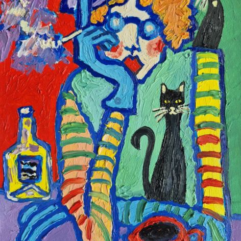 Obraz do salonu babcia z kawką