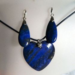 Lapis lazuli, wisiorek - serce i kolczyki, ze