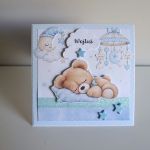 Personalizowana kartka na narodziny miś n ręcznie robiona - Personalizowana kartka na narodziny miś n ręcznie robiona