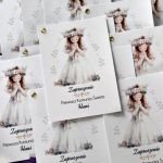 Delikatne zaproszenie komunijne Dziewczynka 1 - delikatne zaproszenia komunijne dla dziewczynki ze złotym nitem zaproszenia na pierwszą komunię świętą komunia dziewczynka