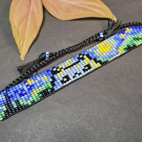 Bransoletka kotek w stylu Gwiażdzista Noc van Gogha